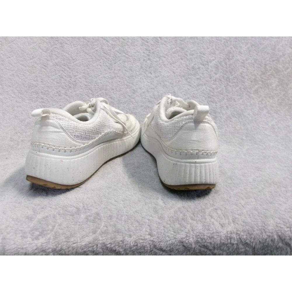 DreamPairs Women's White Textured Platform Sneakers Lace Up Chunky Sole Size 8.5